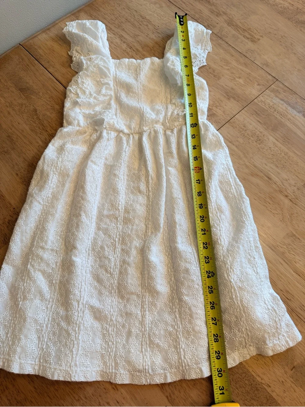 Zara Girls White Eyelet Lace Ruffle Dress